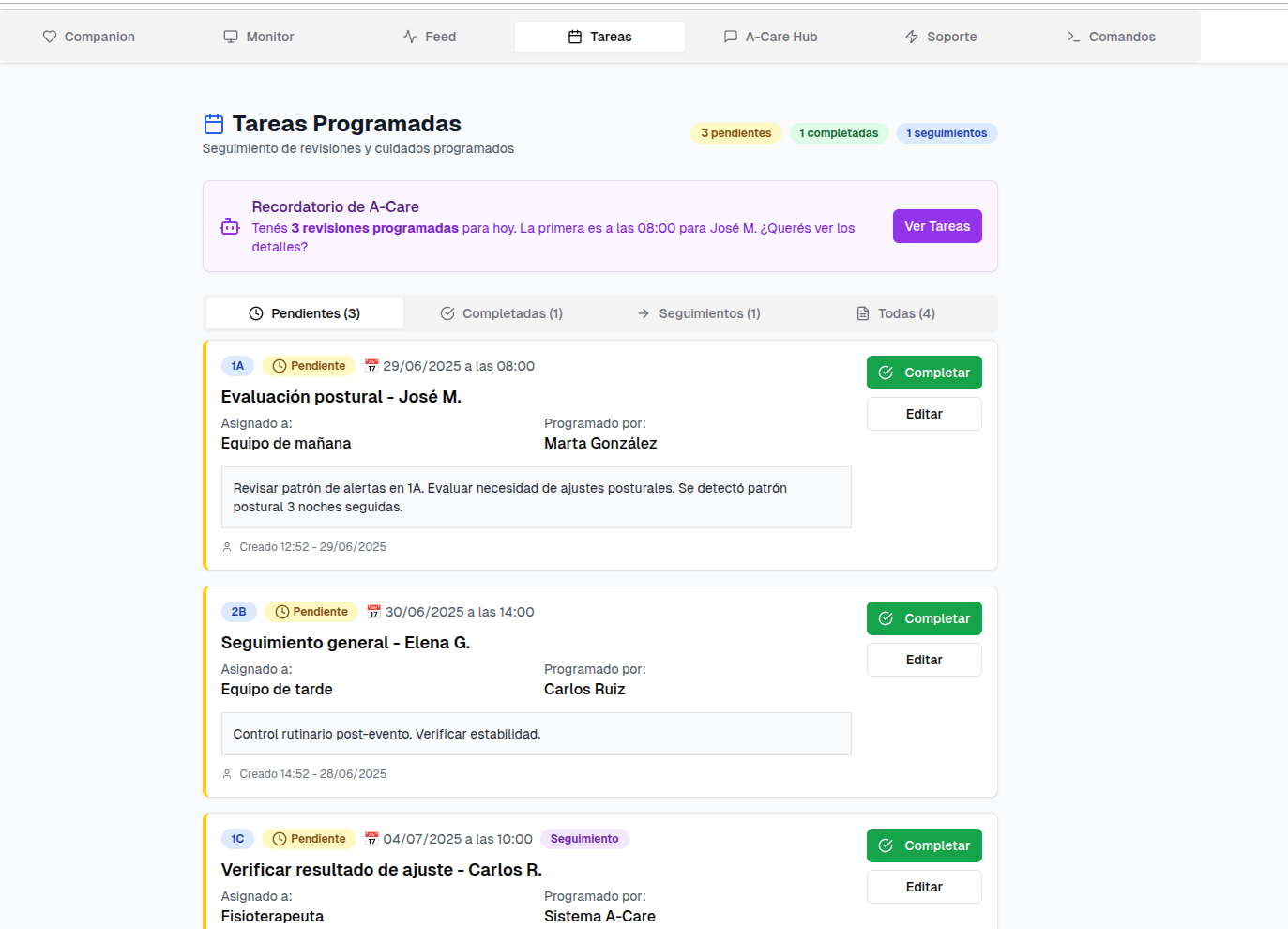 Panel de Tareas y Seguimiento