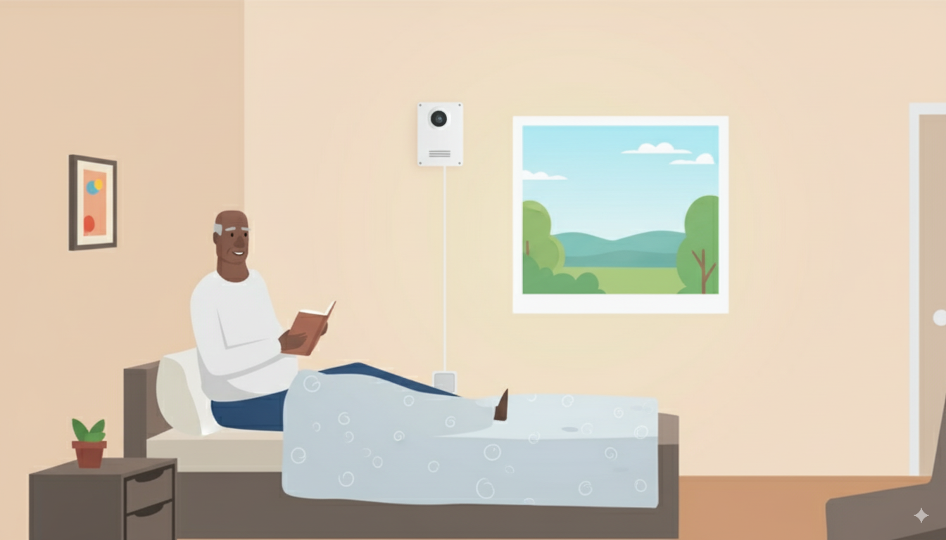 Elderly care room with smart monitoring device